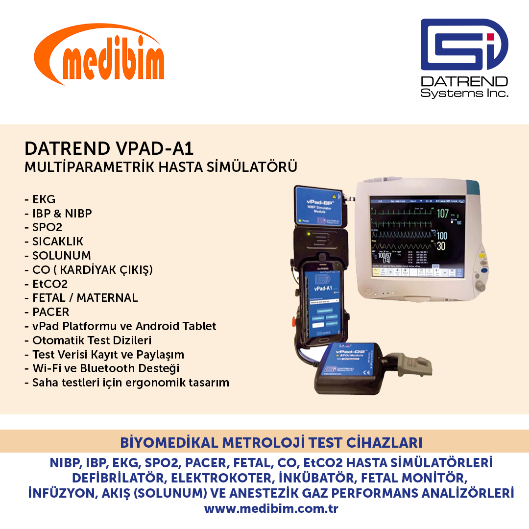 Datrend vPad-A1 Multiparametrik Hasta Simülatörü